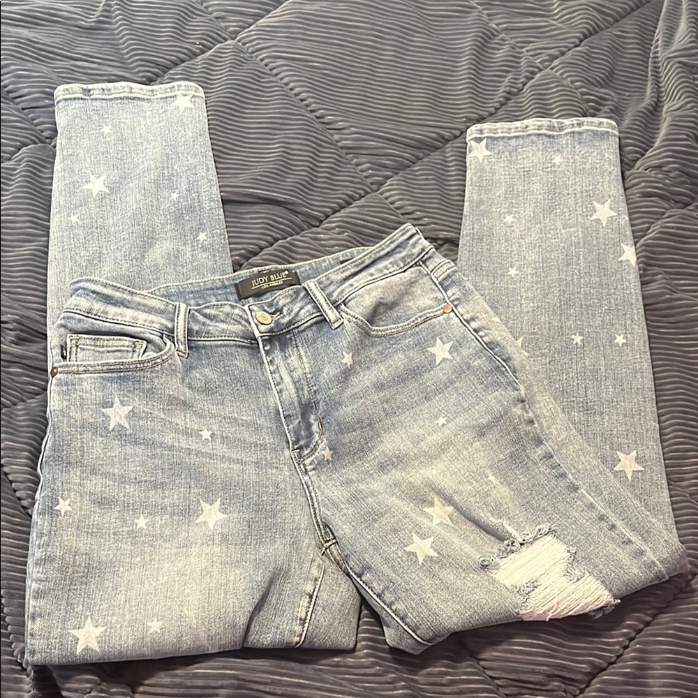 Judy Blue All Star Babe Crossed Boyfriend Jeans